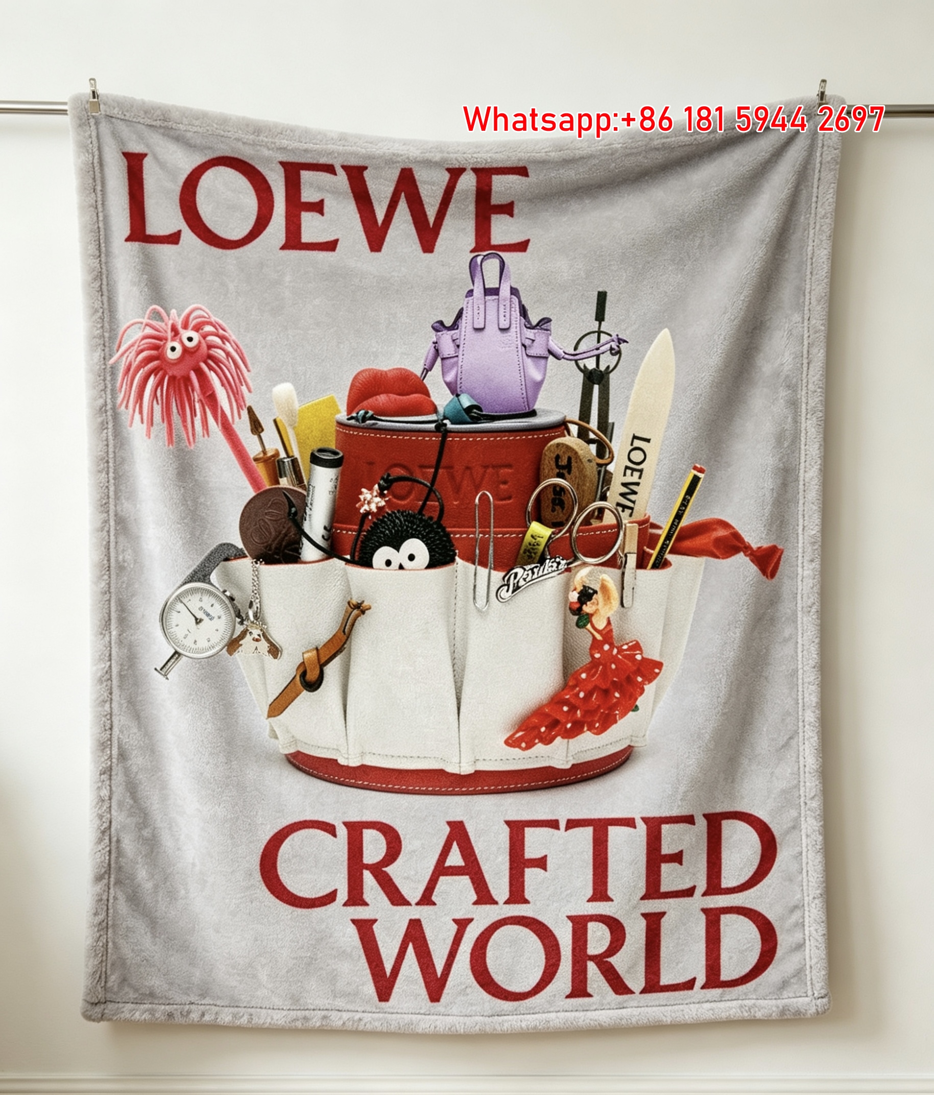 LOEWE Crafted Print Flannel Sofa Blanket L176